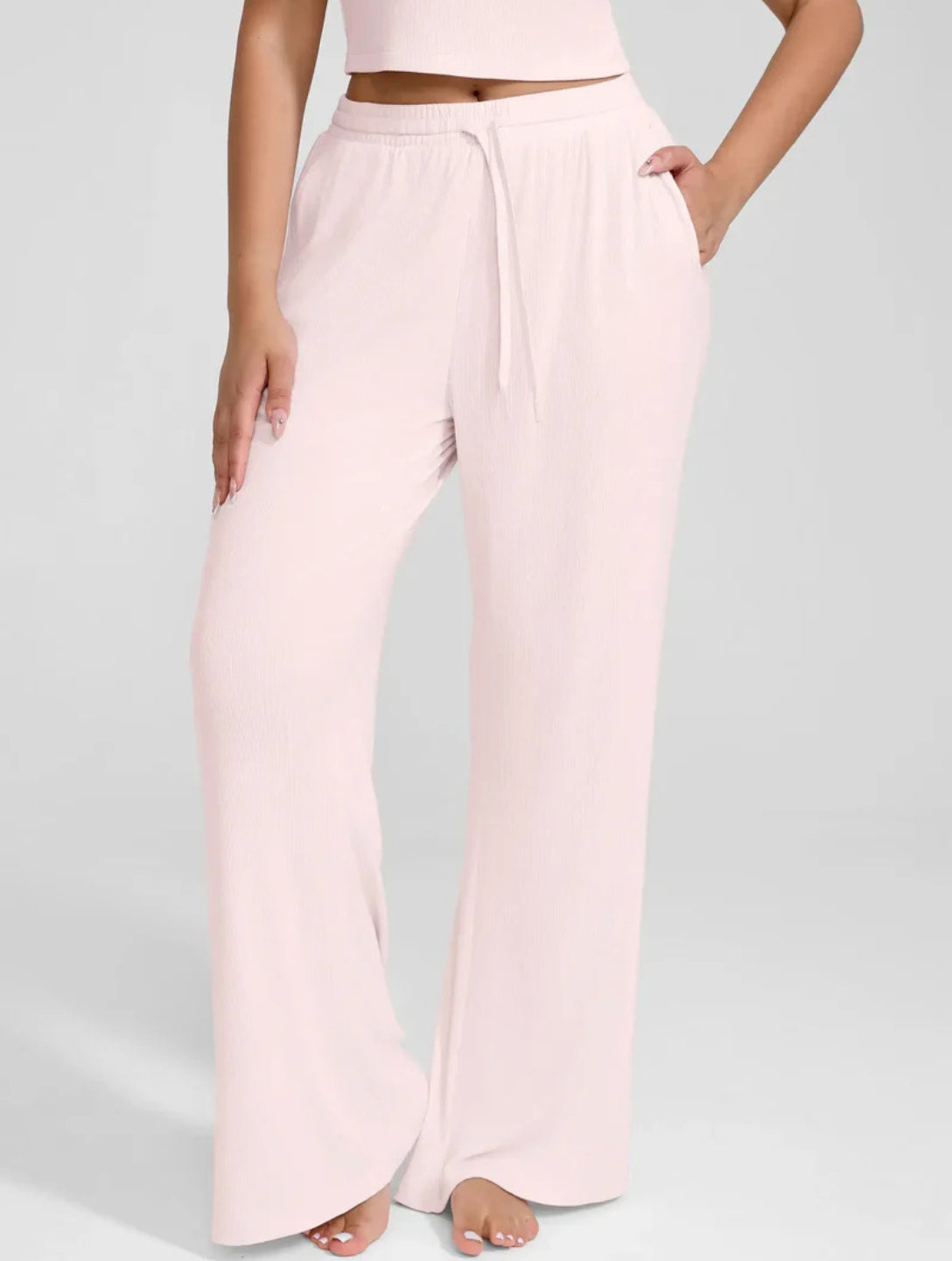 Wide Leg Ribbed Lounge Pants