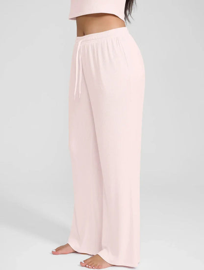 Wide Leg Ribbed Lounge Pants