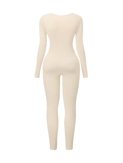 Ribbed Square Neck Jumpsuit