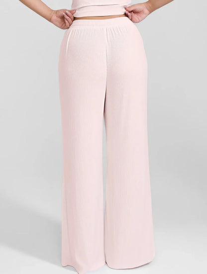 Wide Leg Ribbed Lounge Pants