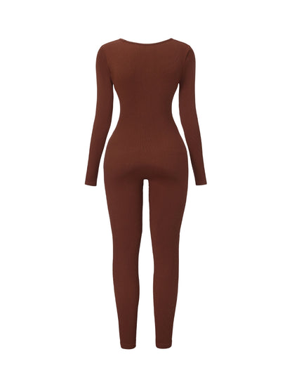 Ribbed Square Neck Jumpsuit