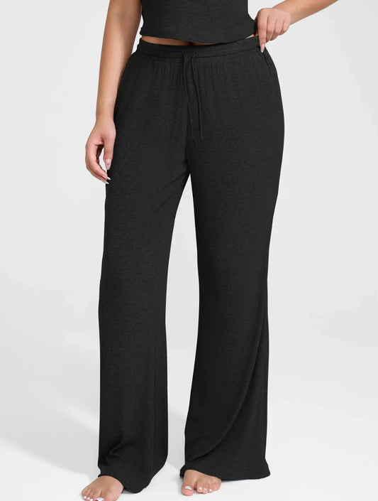 Wide Leg Ribbed Lounge Pants