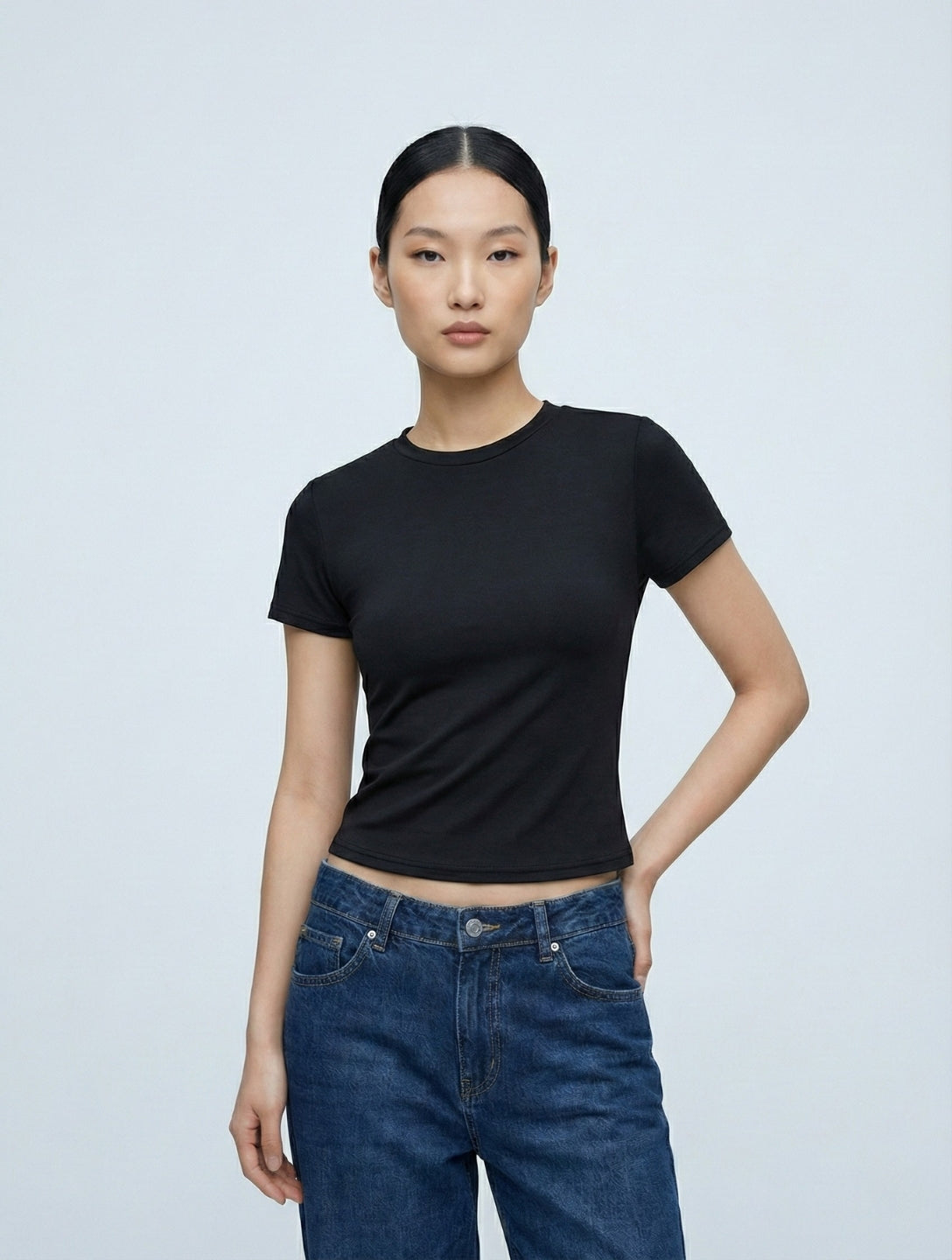 Short Sleeve Crew Neck Top