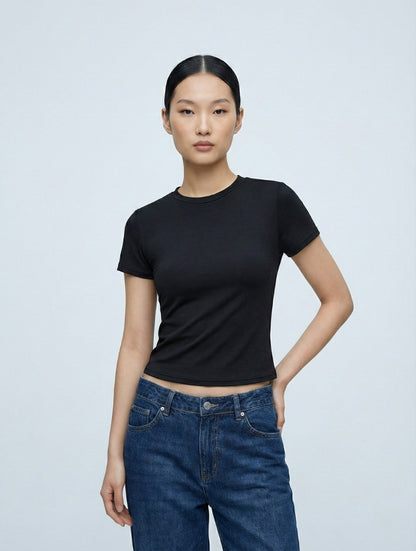 Short Sleeve Crew Neck Top