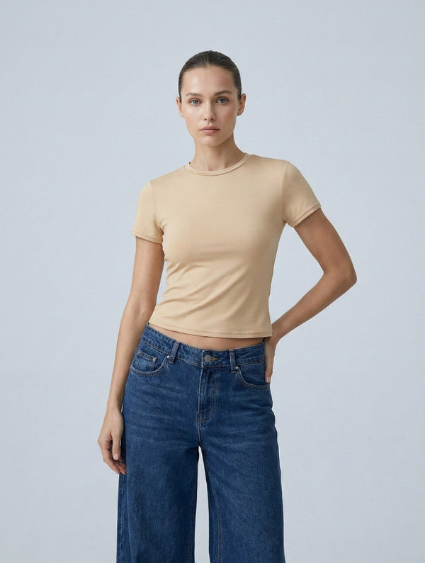 Short Sleeve Crew Neck Top