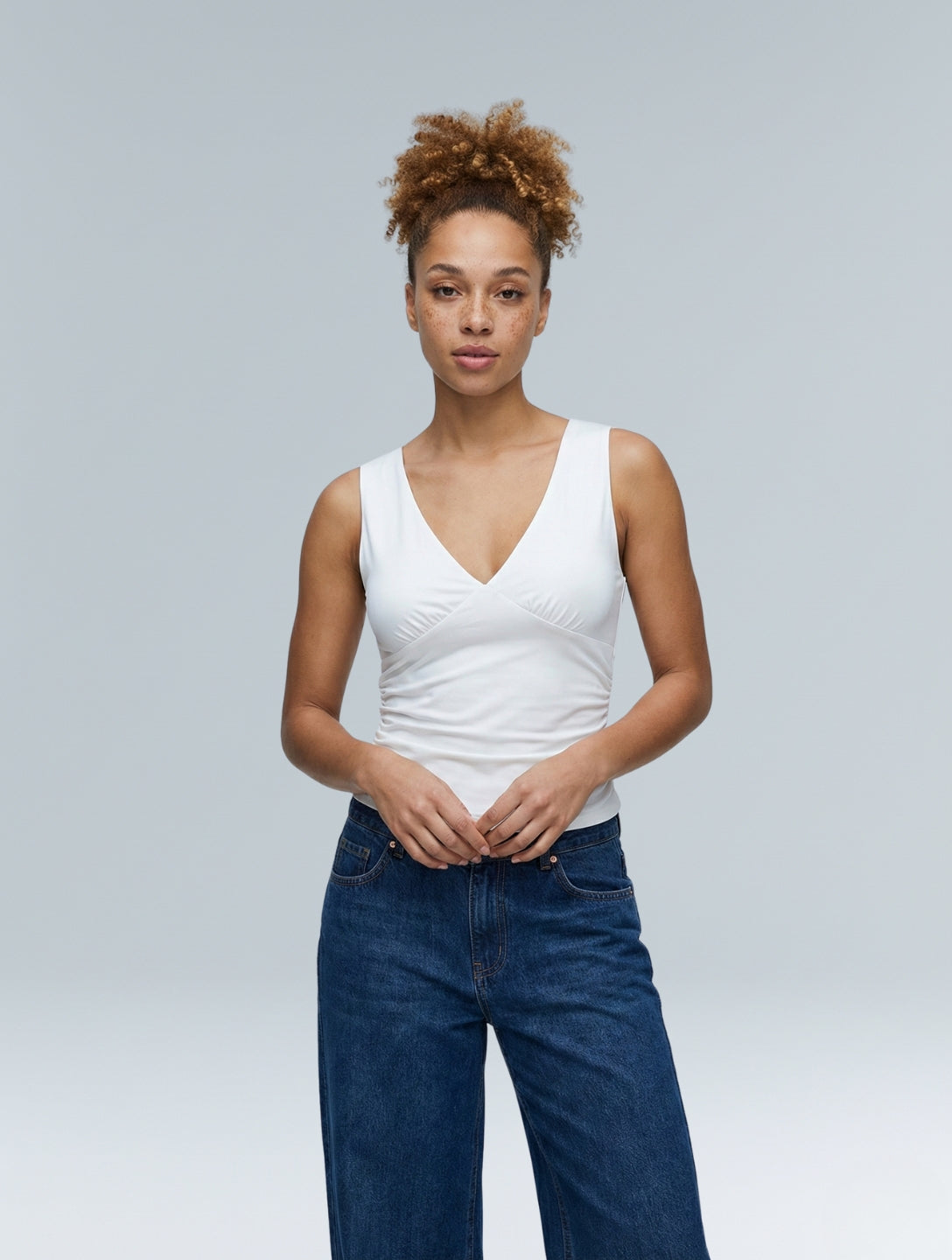 V-Neck Ruched Top