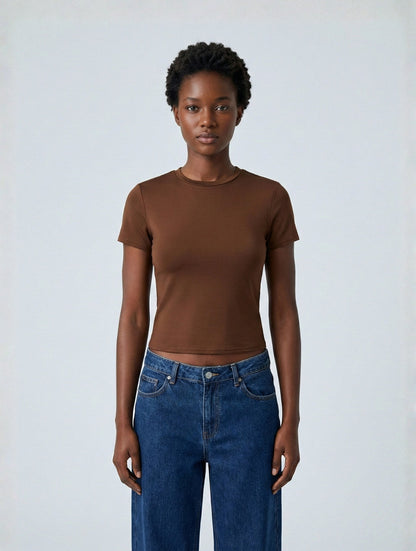 Short Sleeve Crew Neck Top
