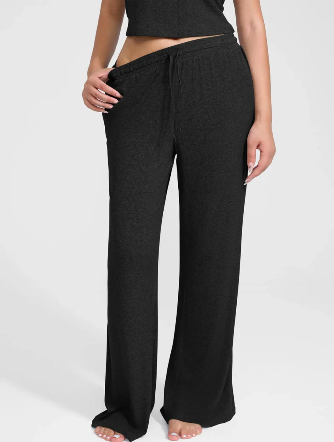 Wide Leg Ribbed Lounge Pants
