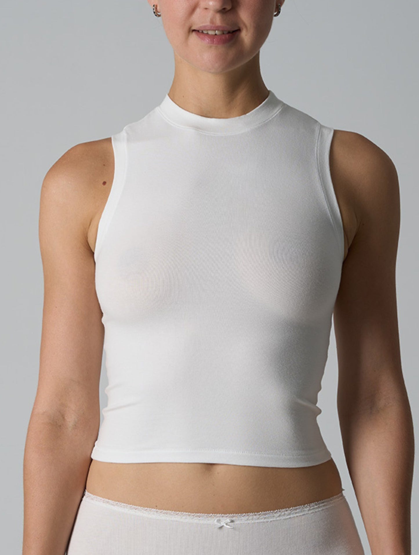 Cotton High Neck Top