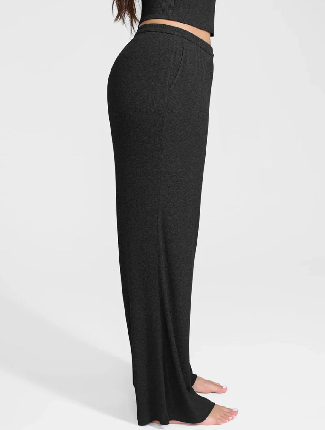 Wide Leg Ribbed Lounge Pants