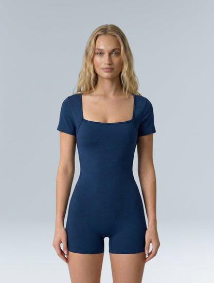 Square Neck Short Sleeve Jumpsuit