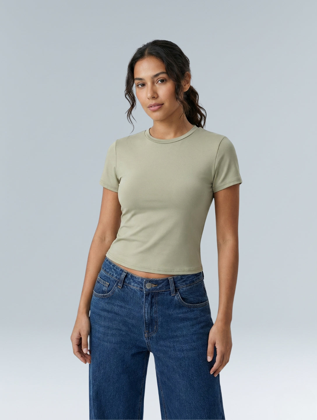 Short Sleeve Crew Neck Top