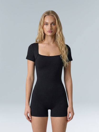 Square Neck Short Sleeve Jumpsuit