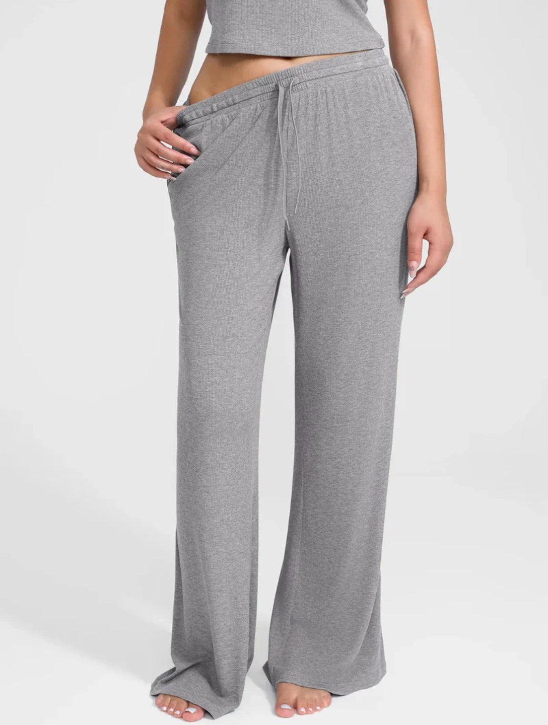 Wide Leg Ribbed Lounge Pants
